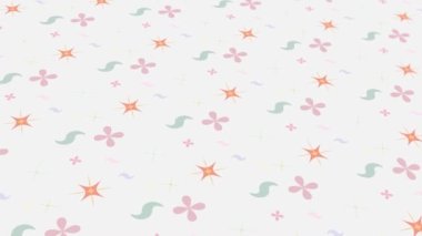Animated abstract pattern with geometric elements in the form of flowers. pastel color gradient background