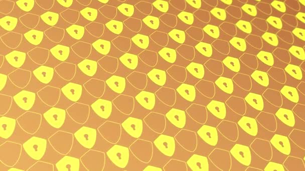 Animated Abstract Pattern Geometric Elements Forming Protective Shield Yellow Orange — Vídeo de stock