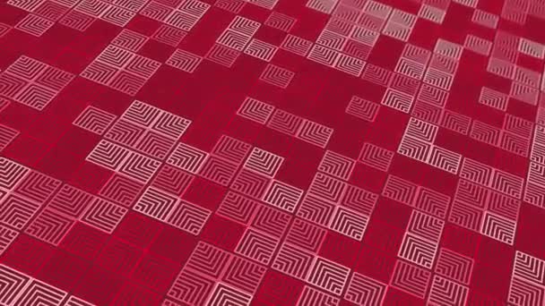 Animated Abstract Pattern Geometric Elements Red Tones Gradient Background — Vídeos de Stock