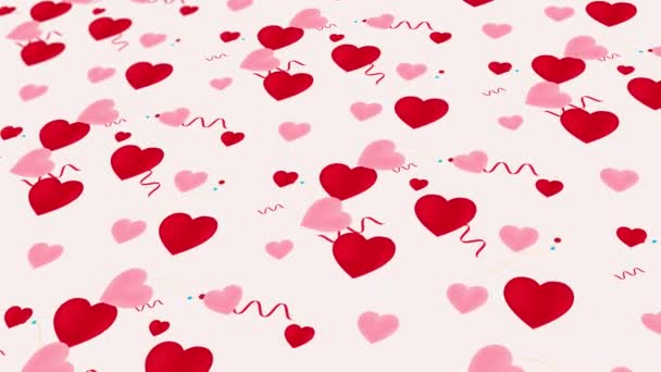 Animated Abstract Pattern Heart Shaped Geometric Elements Red Gradient Background — Vídeo de Stock