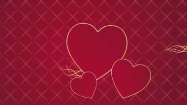Animated modern luxury abstract heart background with golden line elements Stylish gradient red background for presentation