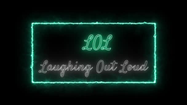 Lol Laughing Out Loud Neon Green White Fluorescent Text Animation — Stock Video