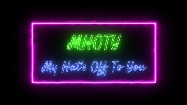 Mhoty Hat You Neon Groen Blauwe Fluorescerende Tekst Animatie Roze — Stockvideo