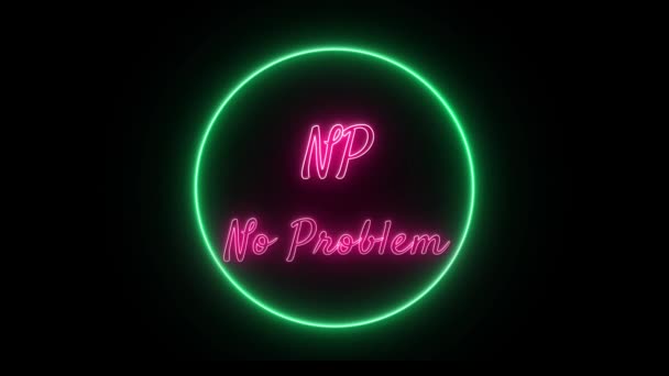 Problem Neon Pink Fluoreszierender Text Animation Grüner Rahmen Auf Schwarzem — Stockvideo
