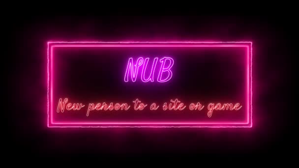 Nub Новый Человек Сайте Игре Neon Pink Red Fluorescent Animation — стоковое видео
