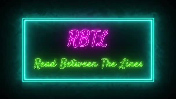 Rbtl Read Lines Neon Pink Grün Fluorescent Text Animation Blauer — Stockvideo