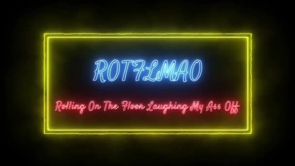 Rotflmao Rolling Floor Laughing Ass Neon Red Blue Fluorescent Text — стоковое видео