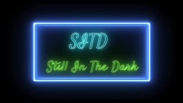 Sitd Still Dark Neon Grün Blau Fluoreszierender Text Animation Blauer — Stockvideo