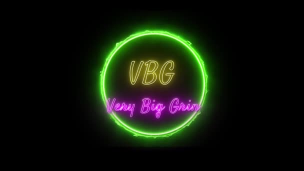 Vbg Very Big Grin Neon Gelb Rosa Fluoreszierender Text Animation — Stockvideo