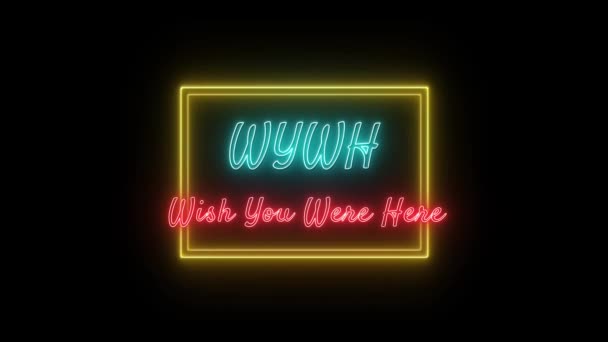 Wywh Wou Dat Hier Neon Groen Rode Fluorescerende Tekst Animatie — Stockvideo