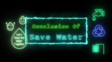 Suyu kaydet Neon yeşil floresan metin animasyon yeşil çerçeve siyah arkaplan üzerinde