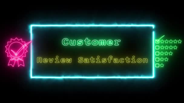 Customer Review Satisfaction Neon Green Yellow Fluorescent Text Animation Green — Stock video