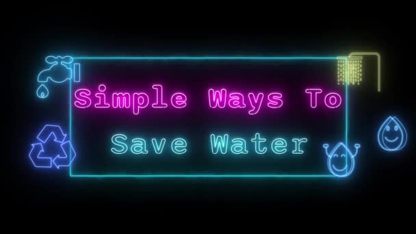 Simple Ways Water Neon Pink Blue Fluorescent Text Animation Blue — Stock Video