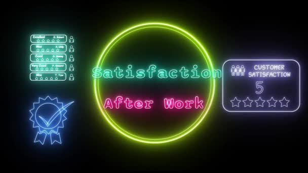 Satisfação Após Trabalho Neon Verde Rosa Texto Fluorescente Animação Moldura — Vídeo de Stock