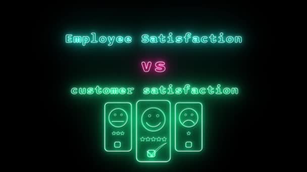 Satisfaction Des Employés Satisfaction Client Fluorescent Fluorescent Text Animation Néon — Video