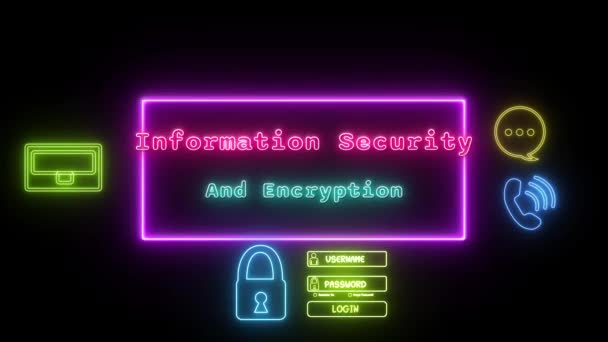 Sécurité Information Cryptage Néon Rose Vert Fluorescent Text Animation Rose — Video