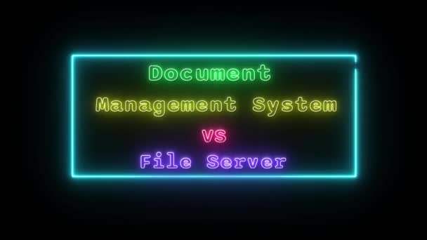 System Zarządzania Dokumentami Serwer Plików Neon Zielono Żółty Fluorescencyjny Tekst — Wideo stockowe