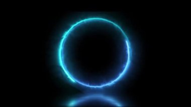 Sunum için soyut canlandırılmış ışık Neon etkisi çember çerçeve kaplama döngüsü arkaplanı 