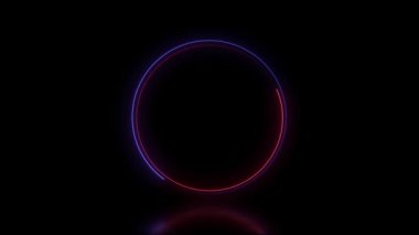 Sunum için soyut canlandırılmış ışık Neon etkisi çember çerçeve kaplama döngüsü arkaplanı 