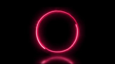 Sunum için soyut canlandırılmış ışık Neon etkisi çember çerçeve kaplama döngüsü arkaplanı 