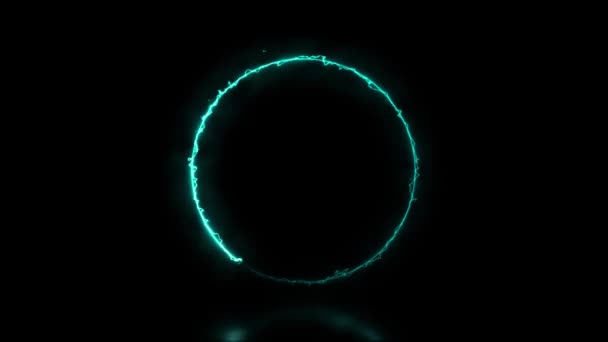 Abstraktes Animiertes Licht Neon Effekt Kreis Rahmen Overlay Schleifen Hintergrund — Stockvideo