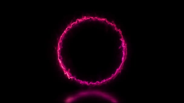 Abstraktes Animiertes Licht Neon Effekt Kreis Rahmen Overlay Schleifen Hintergrund — Stockvideo