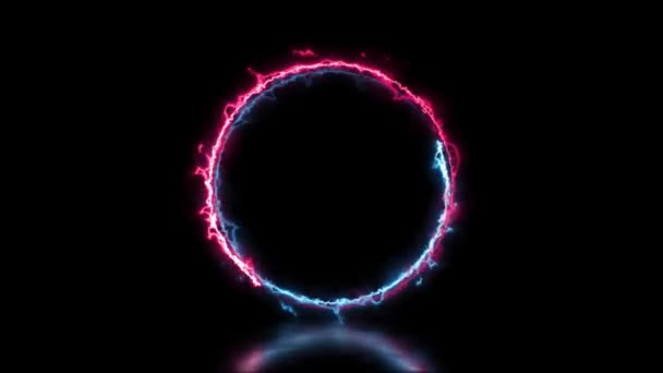 Streszczenie Animowane Światło Neon Efekt Okrąg Ramka Nakładka Tło Pętli — Wideo stockowe