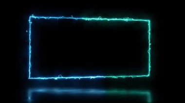 Sunum için soyut canlandırılmış ışık Neon etkisi dikdörtgen çerçeve kaplama döngüsü arkaplanı 