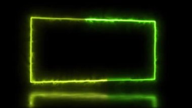 Sunum için soyut canlandırılmış ışık Neon etkisi dikdörtgen çerçeve kaplama döngüsü arkaplanı 