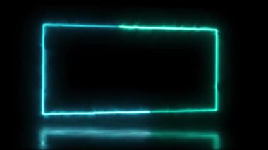 Sunum için soyut canlandırılmış ışık Neon etkisi dikdörtgen çerçeve kaplama döngüsü arkaplanı 