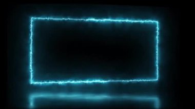 Sunum için soyut canlandırılmış ışık Neon etkisi dikdörtgen çerçeve kaplama döngüsü arkaplanı 