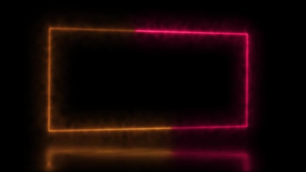 Абстрактный Анимированный Свет Неоновый Эффект Прямоугольная Рамка Накладывается Фон Представления — стоковое видео