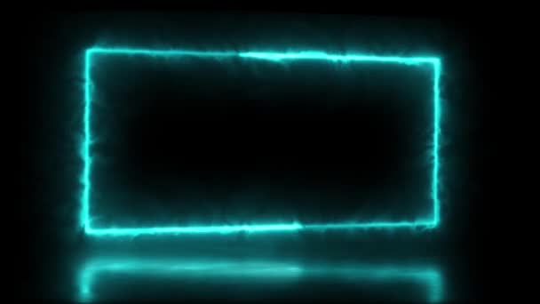 Абстрактный Анимированный Свет Неоновый Эффект Прямоугольная Рамка Накладывается Фон Представления — стоковое видео
