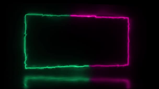 Abstraktes Animiertes Licht Neon Effekt Rechteck Rahmen Overlay Schleifenhintergrund Zur — Stockvideo