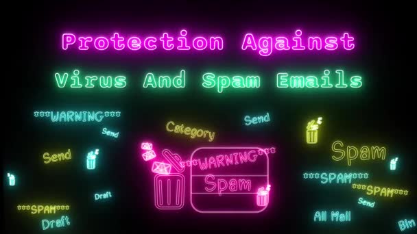 Προστασία Από Ιούς Και Μηνύματα Spam Νέον Πράσινο Ροζ Fluorescent — Αρχείο Βίντεο