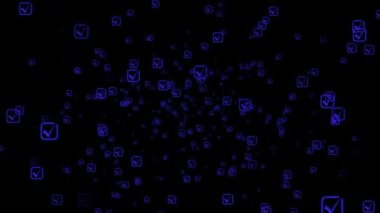 Siyah arkaplan, hareket grafiği üzerine onaylanmış ya da onaylanmış 3D resimleme düğmesi.