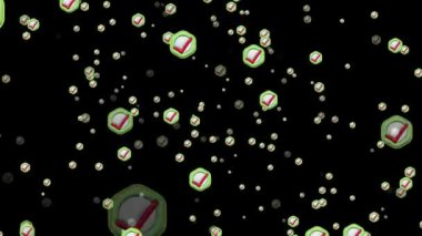 Siyah arkaplan, hareket grafiği üzerine onaylanmış ya da onaylanmış 3D resimleme düğmesi.