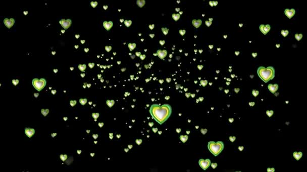 Animované Částice Valentýna Koncept Láska Srdce Efekt Videa Černém Pozadí — Stock video