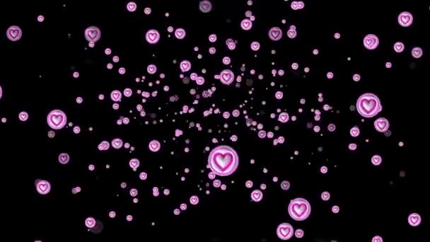 Sevgililer Günü Konseptinin Animasyon Parçacığı Aşk Kalp Efekti Videoları Siyah — Stok video