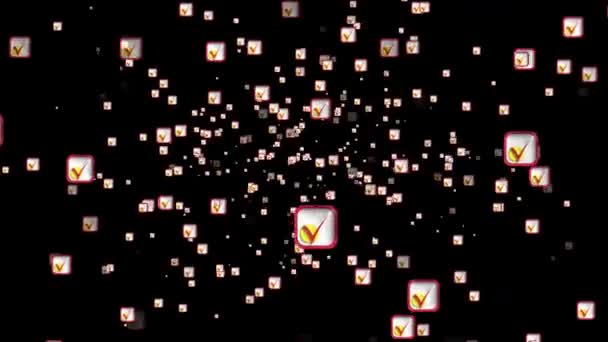 Κινούμενο Σωματίδιο Του Αρέσει Σωστό Σύμβολο Επιβεβαιωμένο Εγκεκριμένο Κουμπί Εικονογράφηση — Αρχείο Βίντεο