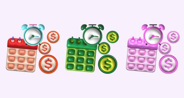 3D illüstrasyon, takvim, vergi ve finansman ödeme tarihleri