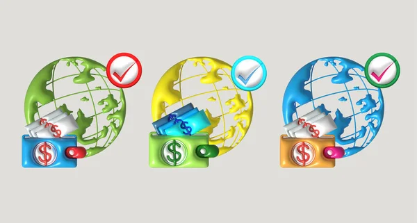 Illustration 3D icon symbol about financial transactions anywhere