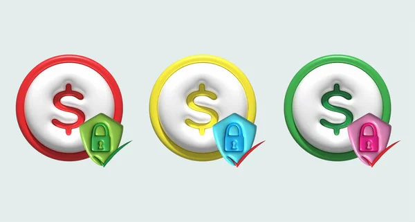 Ілюстрація Значок Символ Про Захист Фінансових Даних — стокове фото