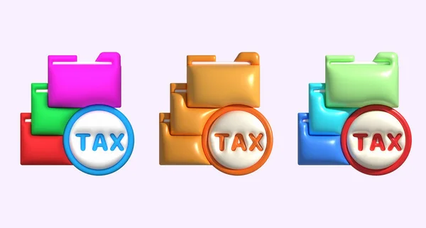 Ilustrace Soubor Daňovým Archivem Tlačítko Daňové Ikony — Stock fotografie