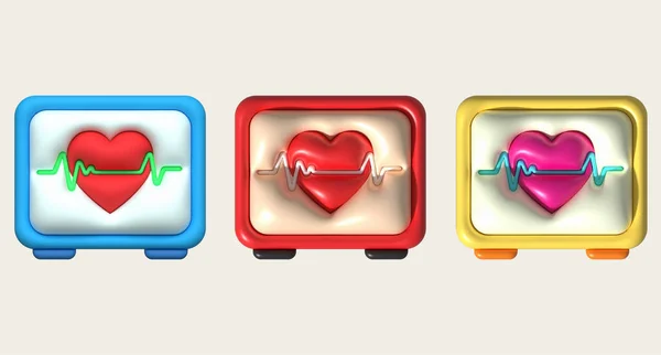 Ilustración Del Gabinete Cardiopulmonar Señal Cardíaca —  Fotos de Stock