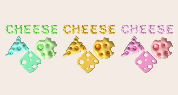 Käsestück Käse Ikone Käse Realistisches Essen Rendering — Stockfoto