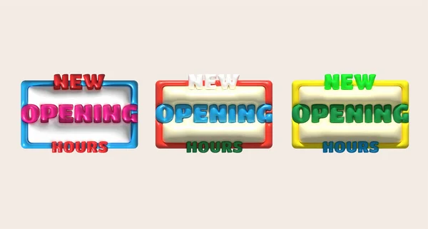 3d business new opening hours icon store e-commerce illustration