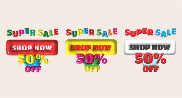 Illustration Försäljning Banner Design Shopping Erbjudande Rabatt Super Försäljning Butik — Stockfoto