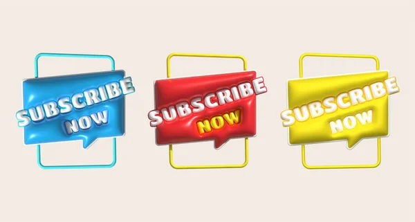 3D illustration subscribe icon. Subscribe button. 3D element.
