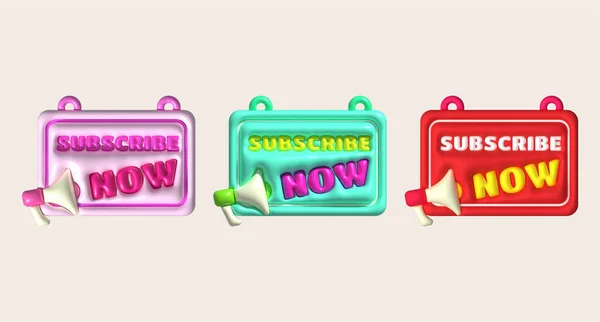 3D illustration subscribe icon. Subscribe button. 3D element.
